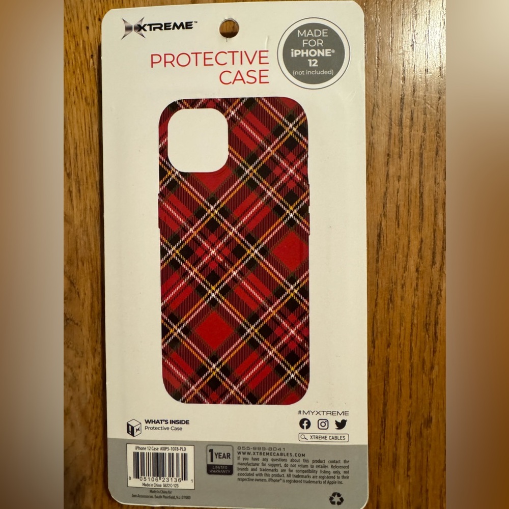 iPhone 12 plaid protective case-New in Box